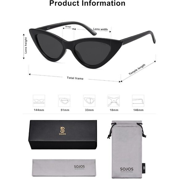 Vintage Cat Eye Sunglasses Womens Plastic Frame UV400 Protection Stylish - Picture 5 of 6